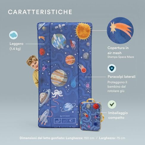 Stokke JetKids CloudSleeper, Mickey Celebration - سرير سفر قابل للنفخ للأطفال - مع مضخة مدمجة وغطاء شبكي مسامي ومصدات كاملة الطول للحفاظ على سلامة طفلك - للأعمار من 3 سنوات فما فوق in Kuwait