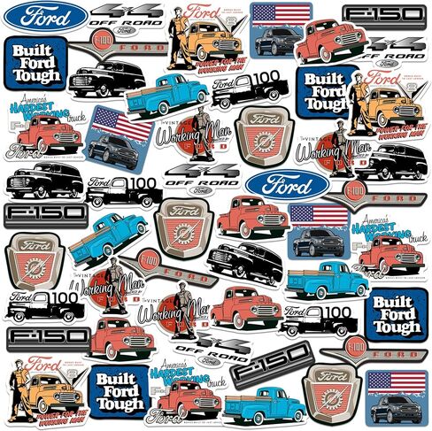 Ford Truck 50ct Vinyl Large Deluxe Stickers Pack -Pack - Labtop ، زجاجة ماء ، سكرابوكينغ ، جهاز لوحي ، لوح التزلج ، داخلي/خارجي in Kuwait