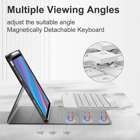 IVEOPPE for iPad Air 11-inch(M3 2025/ M2 2024) Air 5th/4th Gen Case with Keyboard-7 Color Backlit, Detachable Wireless Bluetooth Keyboard, Auto Wake/Sleep, Portable Rechargeable,Purple,Non-Backlit in Kuwait