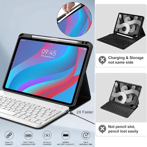 IVEOPPE for iPad Air 11-inch(M3 2025/ M2 2024) Air 5th/4th Gen Case with Keyboard-7 Color Backlit, Detachable Wireless Bluetooth Keyboard, Auto Wake/Sleep, Portable Rechargeable,Purple,Non-Backlit in Kuwait