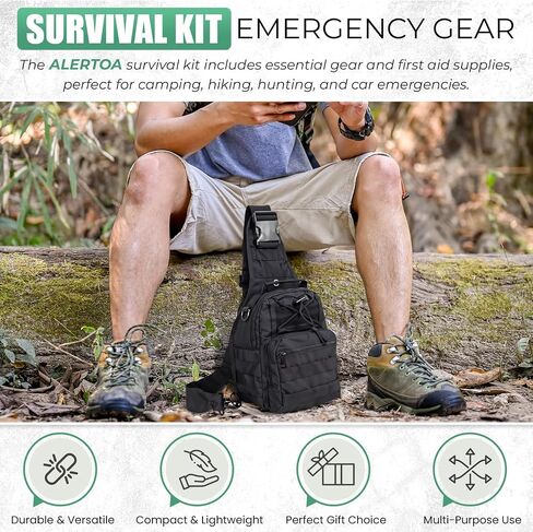 Emergency Survival kits, Go Bag Survival Gears including First Aid kit Compass Headlamp Shovel Axe Fire starter Tactical Tools 4 Outdoor Camping scout Gifts Ideas Men Husband Boyfriend Dad Father Boys in Kuwait