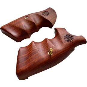 New! Grips Compatible with Smith & Wesson K/L Frame Round Butt Smooth Padauk Wood Open Back Style Handmade, Brown