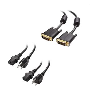 Cable Matters 1-Pack DVI to DVI Cable with Ferrites (DVI Dual Link Cable, DVI D Cable) 10 Feet & 2-Pack 16 AWG Heavy Duty 3 Prong Computer Monitor Power Cord