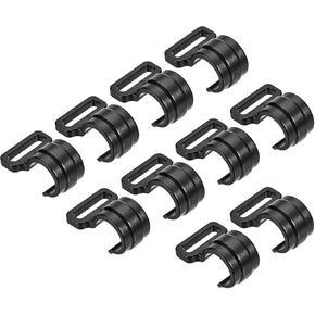 10 Pack C-Clips Clamps for Tent Pole - Plastic Clips Tent Hook Awning Clamps Fasteners, Apply to Camping Hiking (11mm, Black)