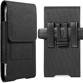 Nylon Belt Phone Holster Cell Phone Pouch w/Card Slot Compatible for iPhone 16 Plus / 15 Pro Max/Galaxy S25+ S24 FE A55 A54 A35 A25 A15 / OnePlus 13R / Motorola Edge/Xiaomi 14 Ultra / 14T