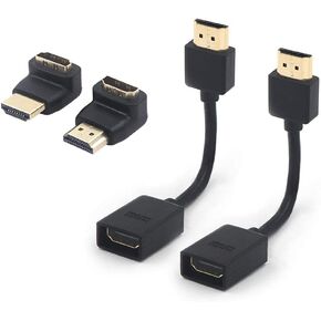 VCE 2-Pack HDMI Angle & Swivel Adapter Bundle with HDMI Extension Cable for Google Chrome Cast, Roku Streaming Stick