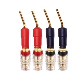 Pin Banana Plug to 4mm Female Banana Jack Speaker Wire, 4 Pack Gold Plated Banana Plugs, Speaker Amplifier Bindling Post Terminal Connectors