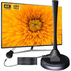 TV Antenna Indoor, 2025 Digital TV Antenna for Local Channels, Amplified HDTV Antennas for Smart/Old TV Indoor with Signal Booster 12 FT Cable 360° Reception 4K 1080p