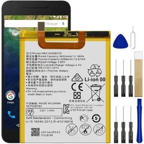 for Huawei Google Nexus 6P H1511 H1512 Replacement Battery HB416683ECW with Repair Tool Kits