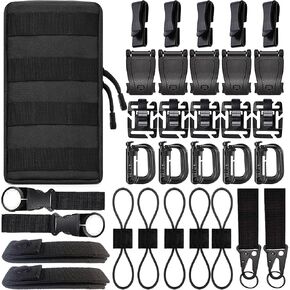 ZUSHALLMY 48-Piece MOLLE Accessories Kit, Upgraded Attachment Clips Kit, MOLLE Key Clip D-Rings for Attaching Gear with MOLLE System - Increase Capacity and Versatility of Backpack