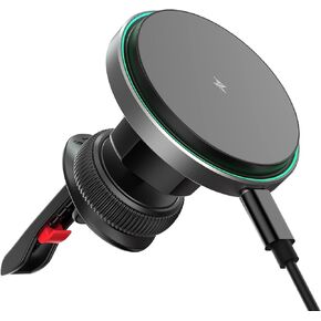 Magnetic Wireless Car Charger with Cooling System, Magnets Automatically Aligns The Phone, Compatible with car Mount Charger, Compatible with iPhone x/11/12/13/14Series Phones and Magnetic Cases