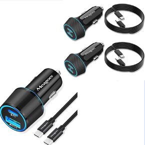 48W 2-Port USB C Car Adapter + 2 Pack 40W USB C Car Charger Fast Charging for iPhone 15 Pro Max/Plus, Samsung Galaxy S24 Ultra/S23 fe/A55/A54, Goolge Pixel