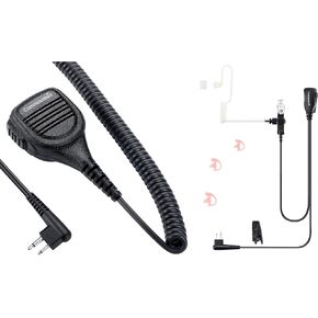 commountain Speaker Mic and Acoustic Tube Earpiece Bundle for Motorola Walkie Talkies Radios R2 BPR40D BPR40 CP100D CP200D CP200 CP185 CLS1410 CLS1110 RDU4100 RDU4160D RMU2040 RMU2080D