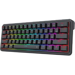 Redragon K722 60% Wired Gasket RGB Gaming Keyboard, 61 Keys Hot-Swap Compact Mechanical Keyboard w/Free-Mod Socket, 3-Layer Noise Dampening, Quiet Custom Linear Switch