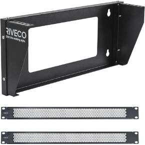RIVECO 2U Wall Mount Rack for Network| Reinforced Heavy Load 66LBS Small Server Racks Vertical & Horizontal Mounting for 19" IT & Studio Equipment & 1U Vented Panels 2PCS