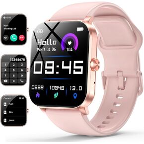 Smart Watch, 1.85" Smartwatch for Men Women (Answer/Make Call), Heart Rate, Sleep Monitor, Pedometer, Spo2, Activity Tracker, IP68 Waterproof Fitness Watch for Android iOS (Rose Gold)
