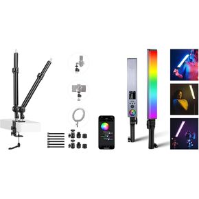 NEEWER BH30 RGB Light Wand 2.4G/APP Control Photography Handheld LED Video Lighting Stick with 2500K-10000K, 18 Scenes, Upgraded C Clamp Desk Mount Included