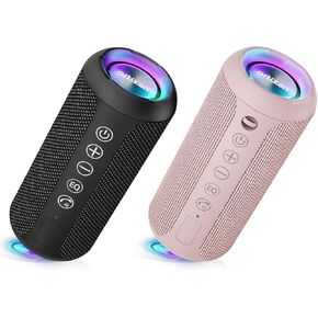 Ortizan Black & Pink Portable Bluetooth Speaker, IPX7 Waterproof Wireless Speaker with 24W Loud Stereo Sound