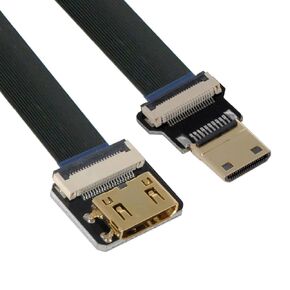 CY Cord Ultra Slim Down Angled Mini HDMI Male to Down Angled Mini HDMI Male Extension FPC Flat Cable 1080P for FPV HDTV Multicopter Aerial Photography C3-D3 (10cm)