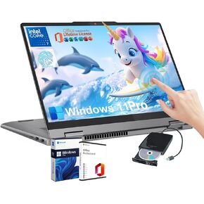 Lenovo IdeaPad 2-in-1 Business Laptop - w/Free DVD Drive, Office Lifetime • 14" FHD Touchscreen Display • Intel 7 150U • Fingerprint • Backlit KB • Webcam, Win 11 Pro (16GB RAM | 512GB SSD)