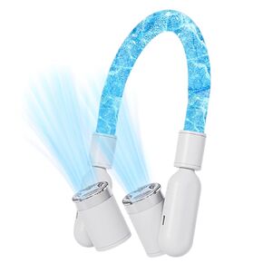 Portable Neck Fan with Ice Cooling Tube, Personal Wearable Travel Fan Rechargeable 17000RPM Neck Air Conditioner, 360° Adjustable 3 Speeds Bladeless Face Fans Quiet, Gifts for Men Women Office Beach