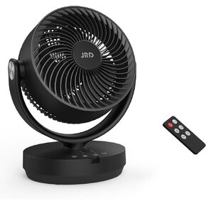 JRD Fans for Bedroom, 90° Oscillating Air Circulator Fan, 13 Inch Quiet Table Fan with Remote, 120° Adjustable Tilt, 3 Speeds, 7H Timer, Powerful Desk Fan for Whole Room Home Office Living Room