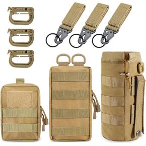 MUCHER 3 Pack Molle Pouches Tactical Pouches EDC Pouch Organizer Molle Bag Utility Pouch with 3 Carabiners and Key Rings for Outdoor Hiking Camping Training