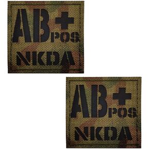 IR Reflective Tactical Blood Type Replacement for Red AB Positive NKDA POS Patch Nylon Military Morale Badge for Outdoors (Replacement for Red AB Positive)