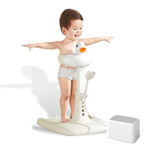 Adjustable Height Baby Shower Stand with Anti-Slip Base,Bath Shower Standing Support Baby Bath Stand,Portable Bath Helper Baby,Free Mother Hands