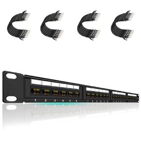 Rapink Patch Panel 24 Port Punch Bundle with 24 Pack Patch Cable cat6