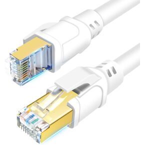 DDMALL CAT 8 Ethernet Cable （25ft+65 قدمًا ، داخليًا وخارجيًا ، عالي السرعة 40 جيجابت في الثانية 2000 ميجا هرتز SFTP كابل الإنترنت مع موصل RJ45 المطلي بالذهب للألعاب ، جهاز التوجيه ، الكمبيوتر الشخصي ، والخدمة الشديدة ، مقاومة للأشعة فوق البنفسجية ،