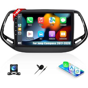 2+64G Android 13 Car Stereo for Jeep Compass 2017-2020 with Wireless Carplay Android Auto,10.1" Touchscreen Car Radio with WiFi GPS Mirror Link Bluetooth EQ FM RDS SWC + Backup Camera