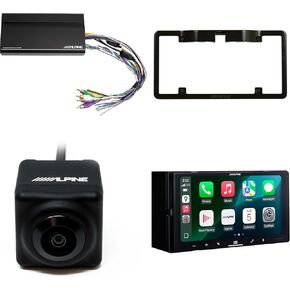 Alpine iLX-W770 Receiver with Apple CarPlay, Android Auto Includes KTA-450 4-Channel Amplifier, Back up Camera and License Plate Fame