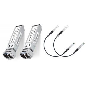 ipolex 2 Pack 10G SFP+ Copper Cable, 0.25 Meter and 2 Pack 10G LR SFP+ to LC Single Mode Transceiver