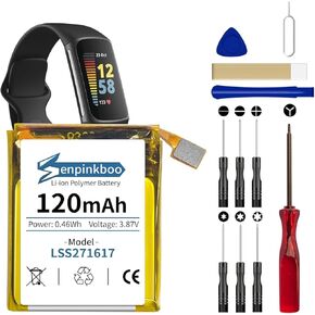 for Fitbit Charge 5 Battery Upgraded [120mAh] LSS271617 Battery for Fitness Smartwatch FB421 Replacement with Repair Tool Kit