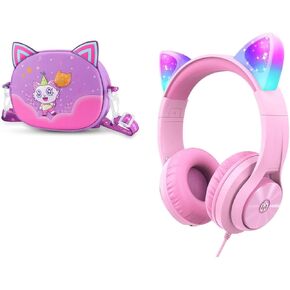 iClever Meow Donut Kids Cat Ear Headphones & Headphones Cases Bundles