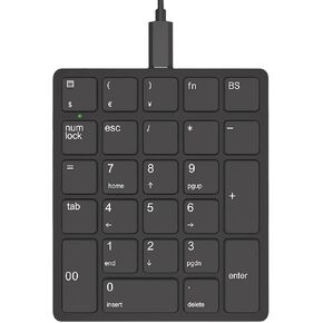 Wired Number Pad 26 Keys Numeric Keypad with Calculator Key and Financial Currency Symbols Portable Mini Numpad for Windows, PC, Computer, Laptop, Notebook, Desktop (Black)
