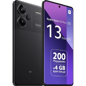 Xiaomi Redmi Note 13 PRO+ Plus 5G + 4G LTE (256GB + 8GB) 6.67" 200MP Triple (Tmobile Mint Tello & Global) Global Bands Unlocked + (Fast Car 51W Dual Charger Bundle) (Midnight Black)
