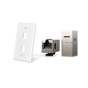24-Pack Cat7 Keystone Coupler and 10-Pack 2-Port RJ45 Wall Plate