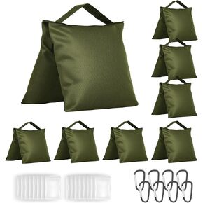 8 Packs Sandbags Weight Bags for Photo Studio, Heavy Duty Saddlebag for Canopy, Umbrella Base, Backdrop Stand, Photo Tripod, Picnic Table,Fishing Chair