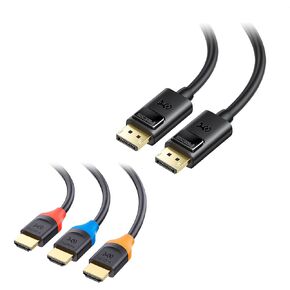 Cable Matters 3-Pack High Speed HDMI Cable 15 ft with 4K @60Hz, 2K @144Hz Support & 1-Pack 4K DisplayPort to DisplayPort Cable, Computer Monitor Cable 15 ft