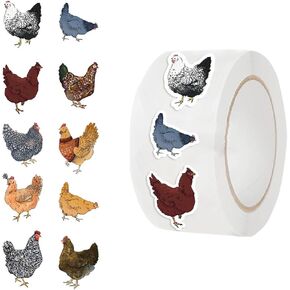 500pcs 1 inch Cute Little Chicken Hen Stickers for Notebook Guitar Skateboards Laptops Water Bottles Bikes Luggage Computer Phone Hard Hat Car Cheer to Farm Theme Party Decal Decoration