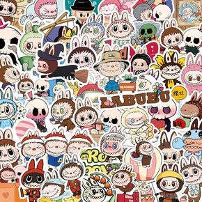 100 PCS Labubu Cartoon Stickers for Teen Water Bottle, Cool Terror Labubu Waterproof Vinyl Decal for Kids Adult Girl Laptop Skateboard Phone Guitar Travel Case Bike