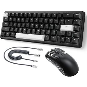 Attack Shark X65 HE Wired Magnetic Switch Keyboard and R1 Mouse Combo, Rapid Trigger Gaming Keyboard, 8KHz Polling Rate,Adjustable Actuation,Superlight BT/2.4G/Wired Mouse,18K DPI for Win/Mac,Grey