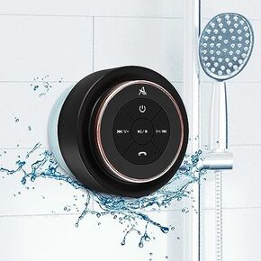 XLeader, Upgraded, Shower Speaker, Certified IPX7 Waterproof Bluetooth Speaker with Suction cup and Hook clip, Built-in Mic, Crystal Sound & Rich Bass, up to 12H Playtime, Gifts for women, Rose Gold B