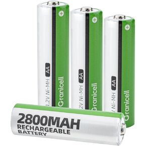 AA Rechargeable Batteries 2800 mAh High Capacity 1500 Cycle,1.2V NiMH Low Self Discharge AA Battery,4 Count
