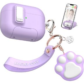 AirPods 4 Case with Free Cleaning Kit Shockproof Cover, Anti-Slip Adjustable Kickstand, Anti-Fingerprint Coating & Precision, Full Drop Protection Cover with Cute Keychain, Pink