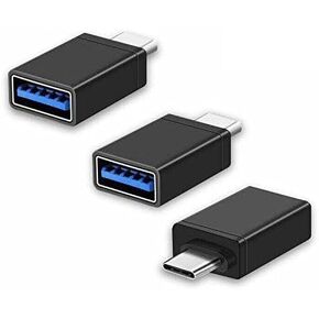 محول USB-C ، محول النوع C ، [3 Pack] ، محول USB-C Hi-SPED إلى USB-A 3.0 لأجهزة USB Type-C ، لأجهزة MacBook ، Pixel Chromebook ، Nexus 5x ، Nexus 6p ، Nokia N1 Tablet والمزيد من الأجهزة [Black]