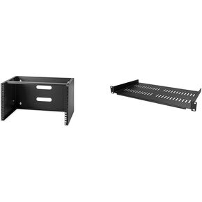 StarTech.com 1U Server Rack Shelf & 6U Wall Mount Network Equipment Rack - 14 Inch Deep - 19" Patch Panel Bracket for Shallow Server Equipment- 44lbs Capacity, Black