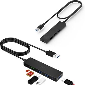 USB Hub 3.0 ، Tsupy USB Port Hub مع امتداد طوله 4ft / 3.3ft كابل طويل USB USB Expander 3.0 Ultra Slim Multiport Extender للكمبيوتر الشخصي ، أجهزة الكمبيوتر المحمولة ، Surface Pro ، MacBook ، IMAC Pro ، محرك أقراص فلاش ، HDD ، إلخ